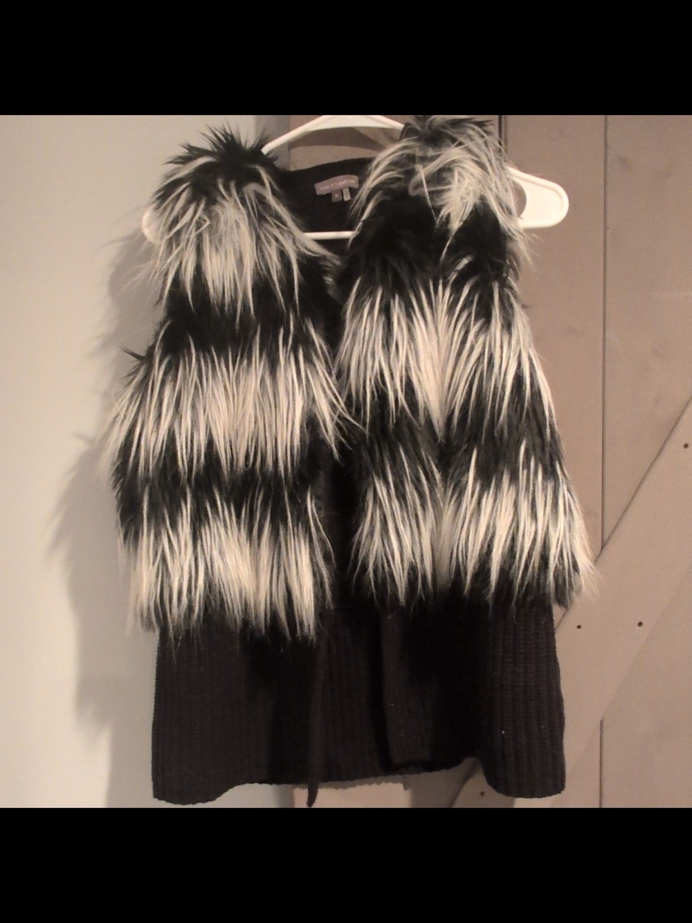 Vince Camuto Black & White Faux Fur Vest